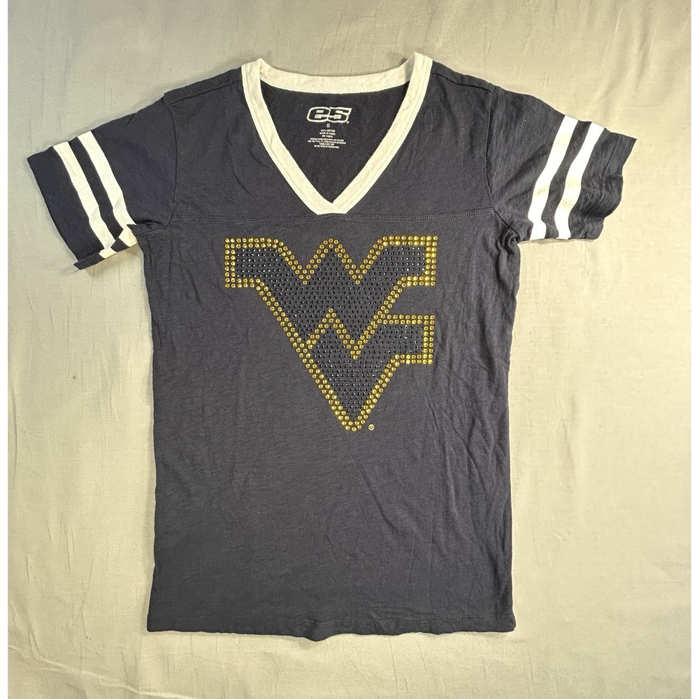 E5 West Virginia Short Sleeve Shirt Fitted Women's Size Small NCAA College‎